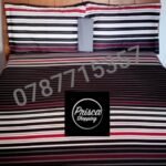 Parure de lit — Rayures bordeaux