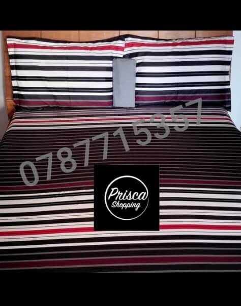 Parure de lit — Rayures bordeaux