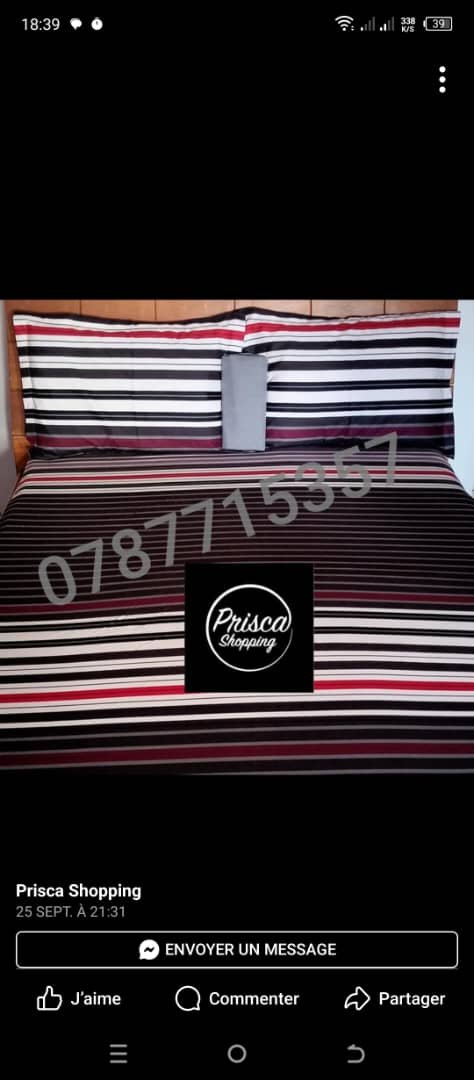 Parure de lit — Rayures bordeaux