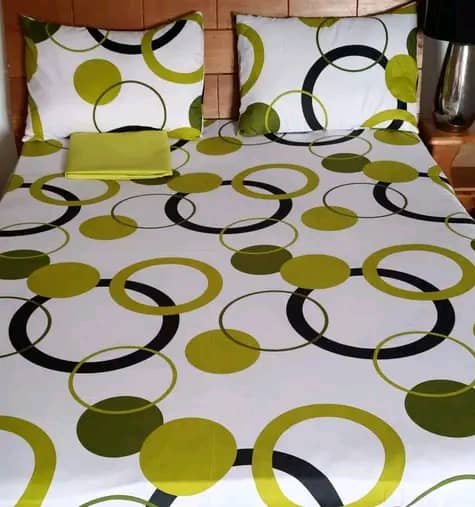 Parure de lit à motifs de cercles vert anis et gris